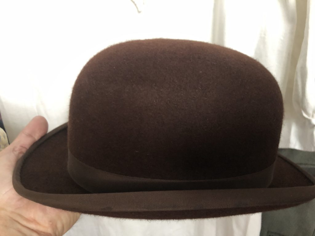 Vintage Brown Equestrian Herbert Johnson Bowler Hat Size 7 1 8