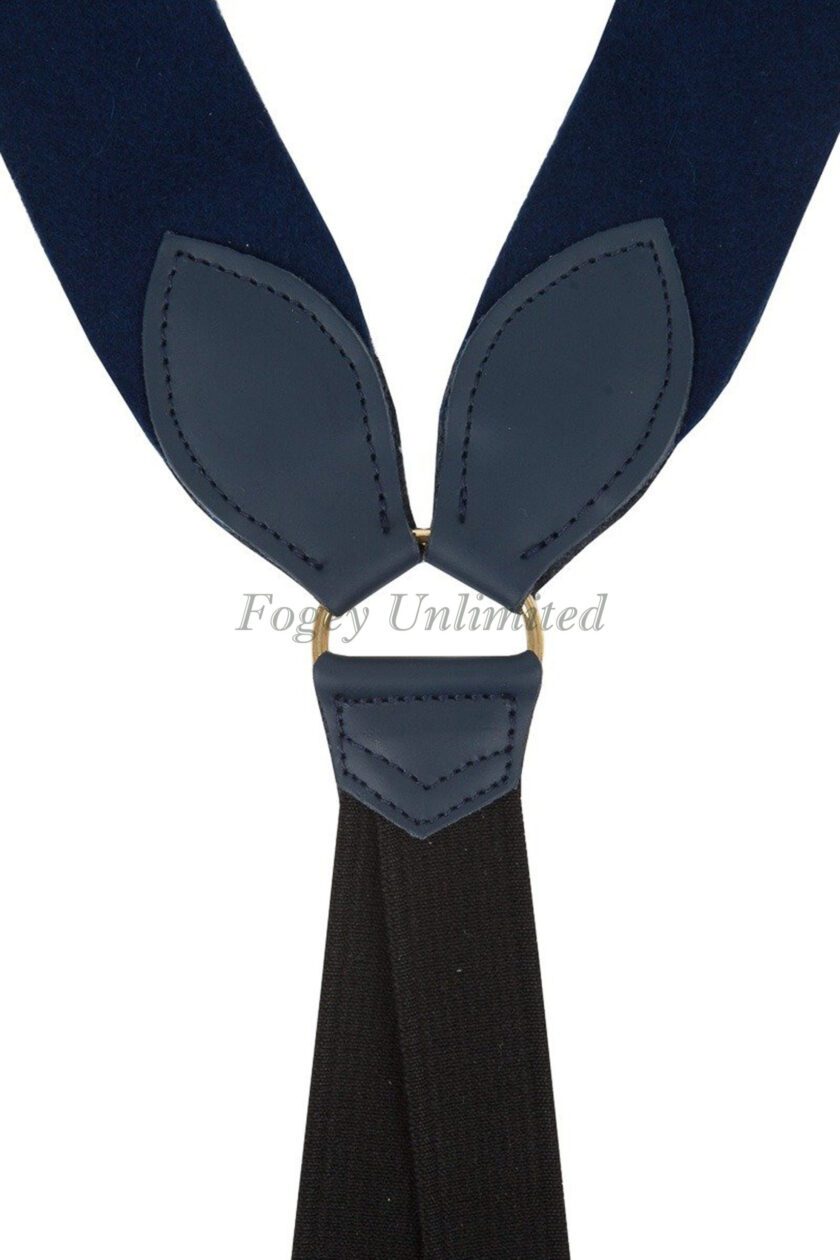 Albert Thurston Trouser Braces - Navy Blue Moiré with Navy Leather and  Braid Ends from Ties Planet UK