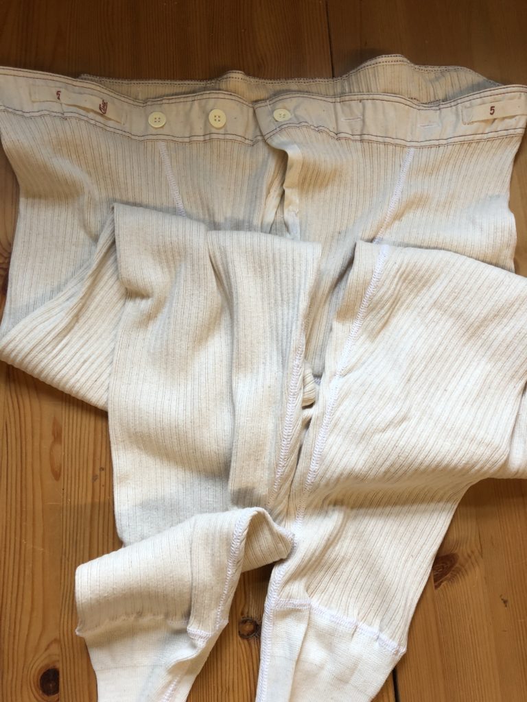 VINTAGE Military issue Long Johns w/ Brace Tapes. button front and  adjustable. Cream/Natural - Fogey Unlimited