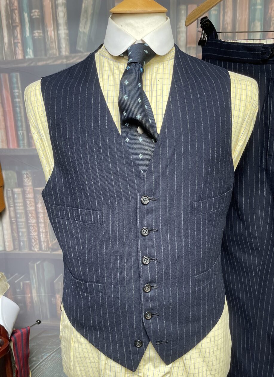 Vintage 3 Piece Bespoke Suit Midnight Blue Pinstripe Walter Harland ...