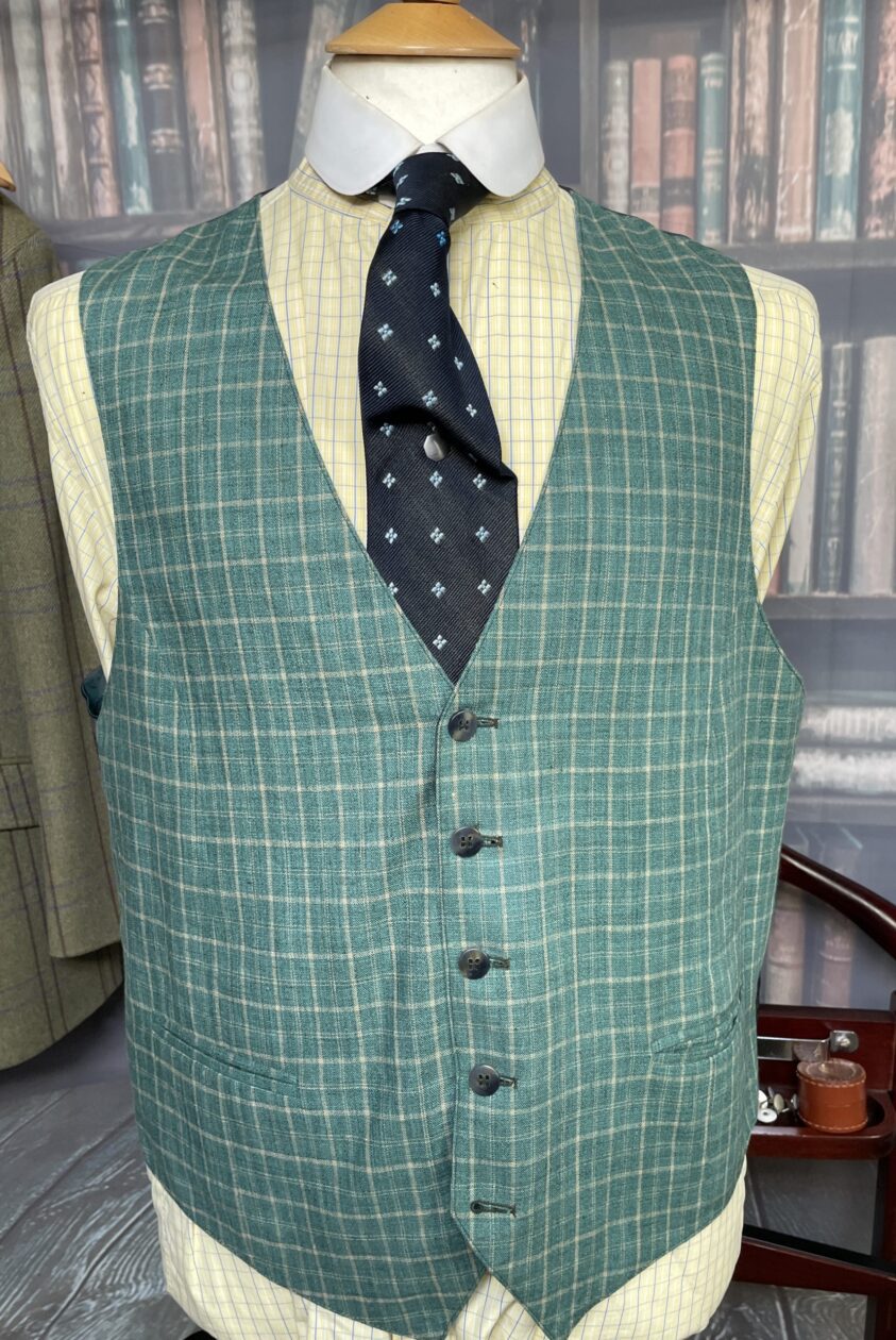 Vintage Cotton/Linen Check Pattern Waistcoat/Vest 38