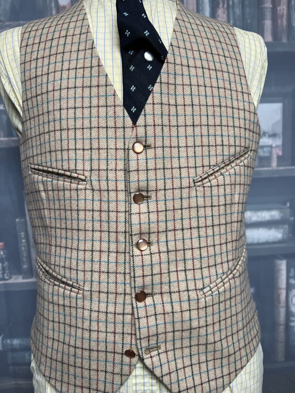 Vintage Dunn & Co Tattersall Wool Doeskin Waistcoat/Vest 40