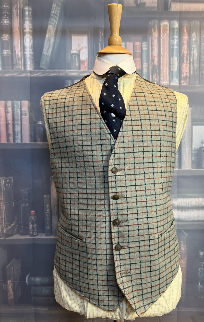Vintage REVERSABLE Tattersall Grey Wool Doeskin Waistcoat/Vest 48 ...