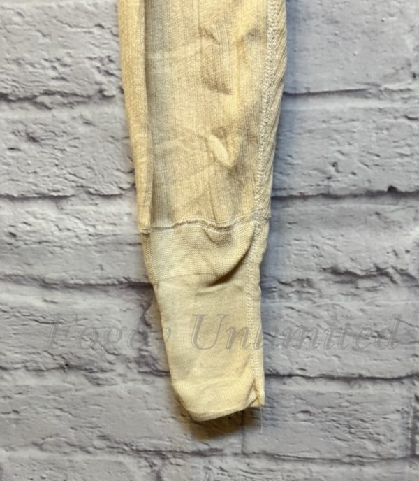 VINTAGE Military issue Long Johns w/ Brace Tapes. button front and adjustable. Cream/Natural - Image 8