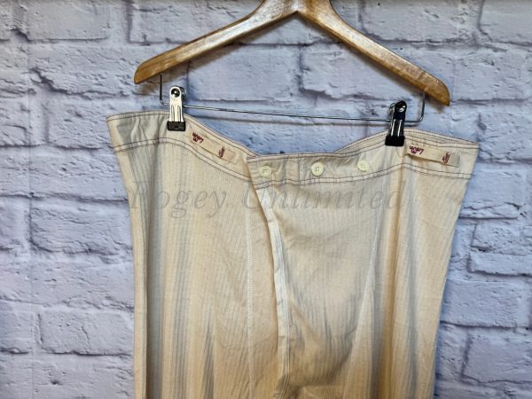 VINTAGE Military issue Long Johns w/ Brace Tapes. button front and adjustable. Cream/Natural - Image 9