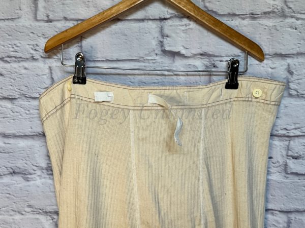 VINTAGE Military issue Long Johns w/ Brace Tapes. button front and adjustable. Cream/Natural - Image 10