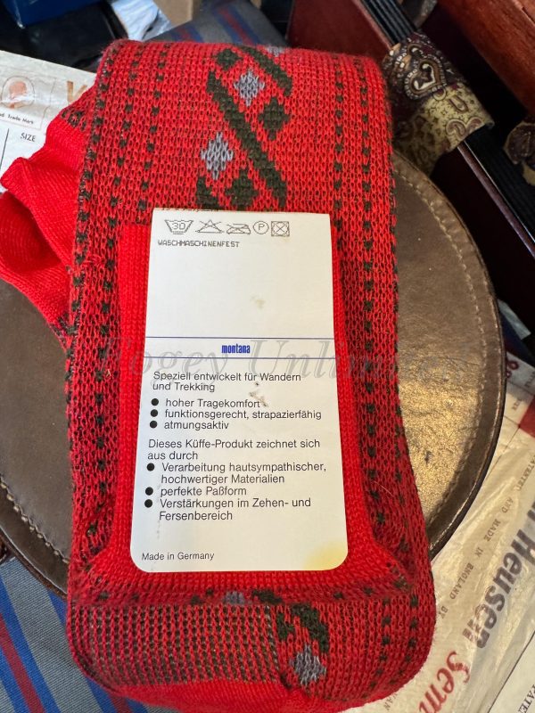 Wonderful Vintage Long Shooting Socks Size 8-11. Red pattern Montana - Image 6