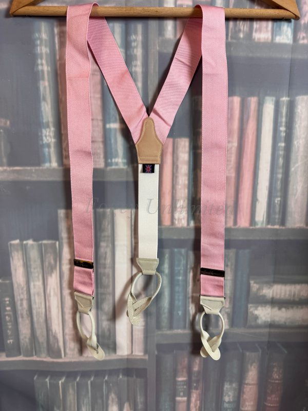 Albert Thurston Barathea Braces (Suspenders) for Ede & Ravenscroft Pink with Ivory Runners.