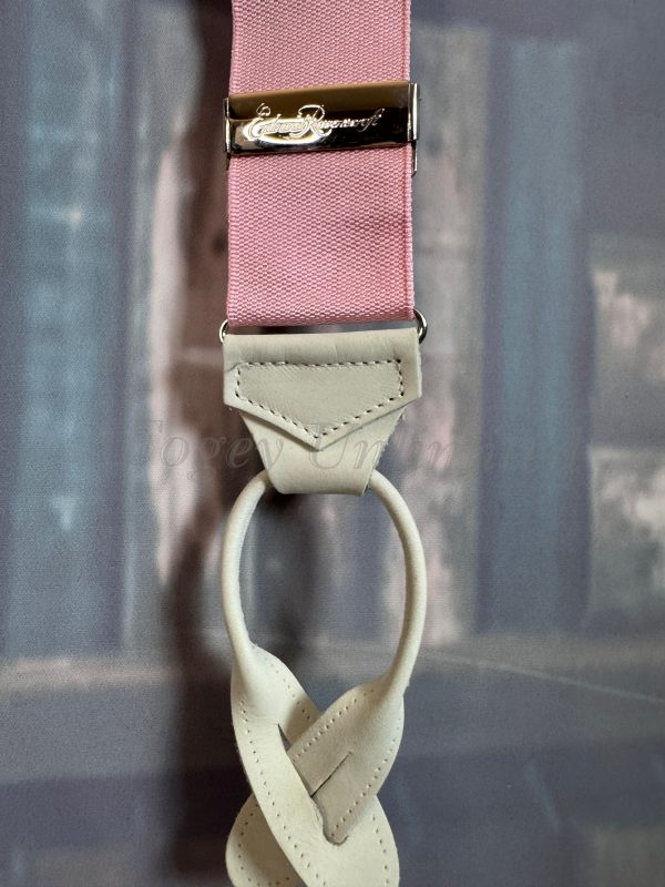 Albert Thurston Barathea Braces (Suspenders) for Ede & Ravenscroft Pink with Ivory Runners. - Image 2